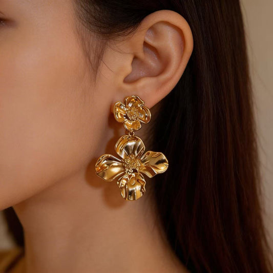 The Romantic Dance of Cream White Dress and Gilded Petals