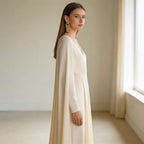 Shimmering gold meets an ivory gown, every turn bathed in spotlight