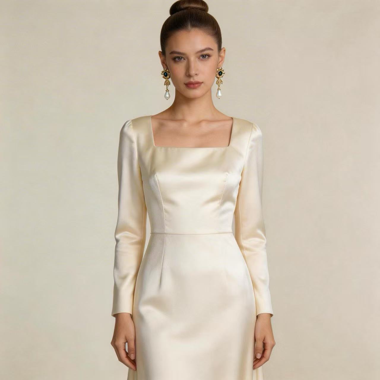 Pearl flowers illuminate your face, radiating elegance by your ears.