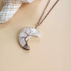 Wear Calm, Attract Wealth: Antique Copper Tree of Life Moon Crystal Necklace