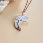 Wear Calm, Attract Wealth: Antique Copper Tree of Life Moon Crystal Necklace