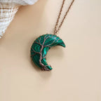 Wear Calm, Attract Wealth: Antique Copper Tree of Life Moon Crystal Necklace